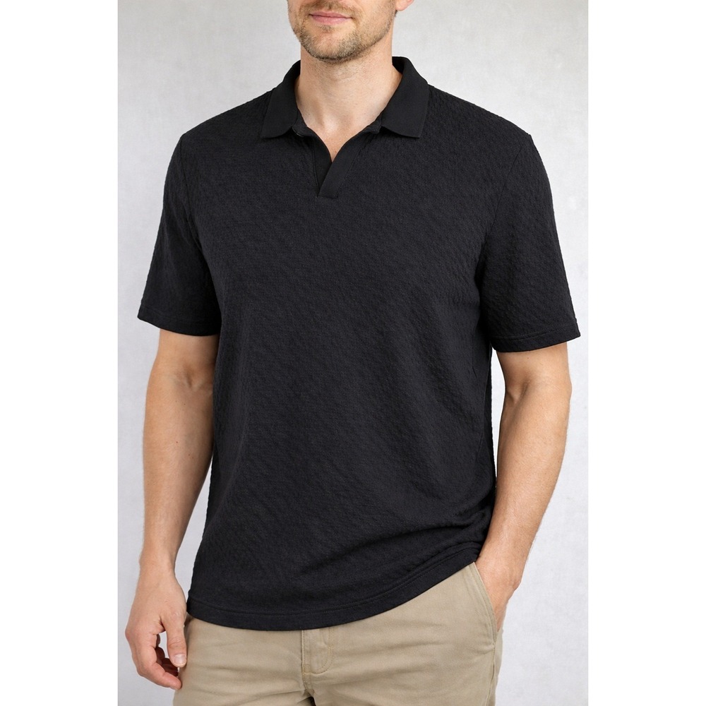 Goodfellow & Co Men's Textured Polo Shirt Black Short Sleeve Size XL NWT